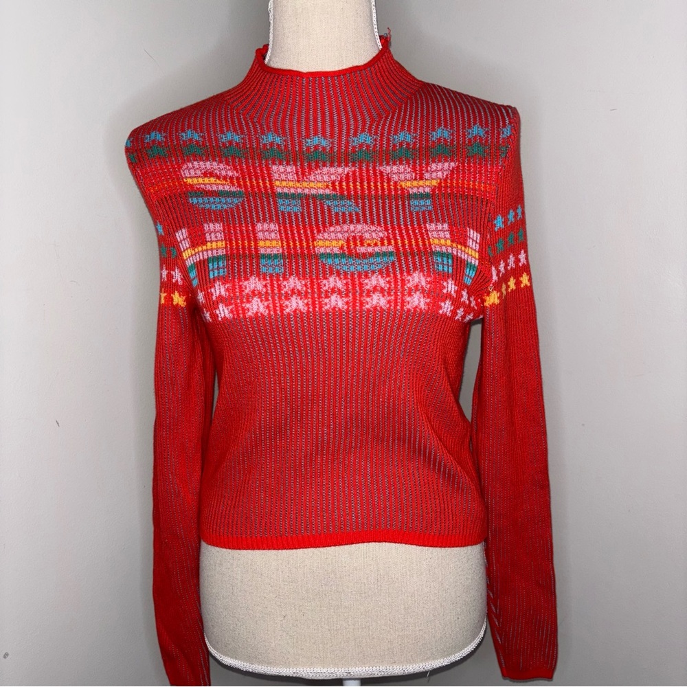 BDG Urban Outfitters NEW Sky High red cropped long sleeve sweater size Medium